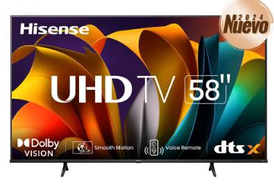 Televisor Hisense 58A6NV - 58 pulgadas, LED 4K UHD, 3840 x 2160 Pixeles, VIDAA SMART TV Televisor Hisense 58A6NV - 58 pulgadas, LED 4K UHD, 3840 x 2160 Pixeles, VIDAA SMART TV